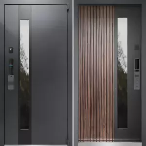 Входная дверь Двекрон Гальвани Сормат Электро Philips DDL720 MVP (Филипс) со стеклопакетом RAL 7024 из оцинкованной стали и терморазрывом